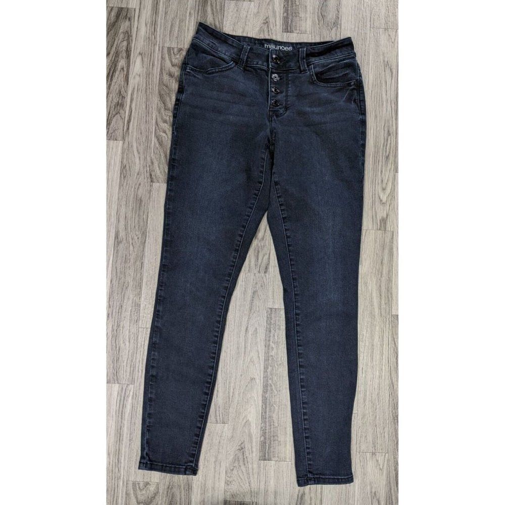 Maurices Size Small Regular High Rise Button Fly Skinny Denim Blue Jeans‎